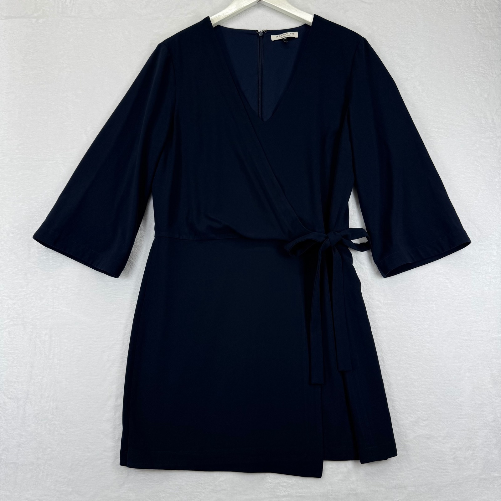 Halston Heritage Navy Blue Wrap Midi Dress Size 12